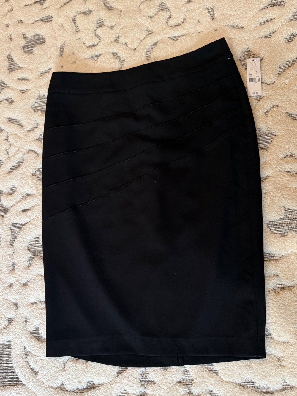 NWT NY&Co Black Women's Ponte Pencil Skirt Sz 12 lined zipper in back